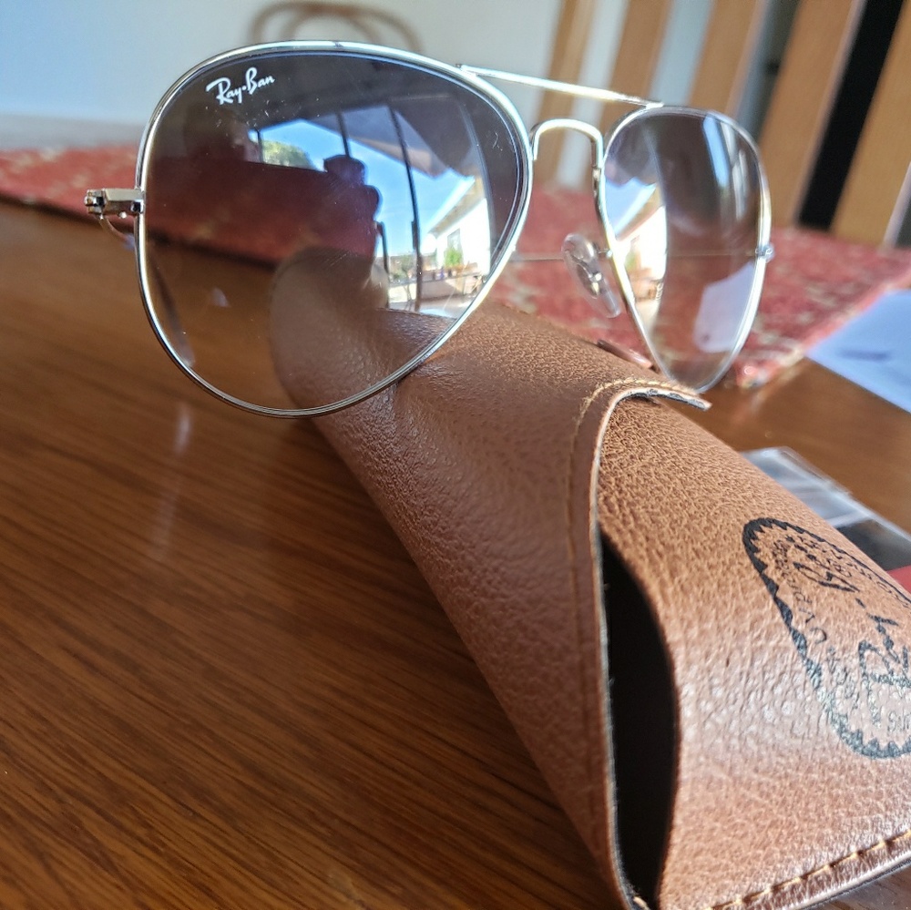 Ray ban aviators brown gradient silver frame